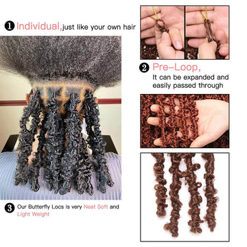 Xtrend 12''20''22“24''30”Butterfly Locs Crochet Hair Pre Looped Crochet Braids Synthetic Braiding Hair